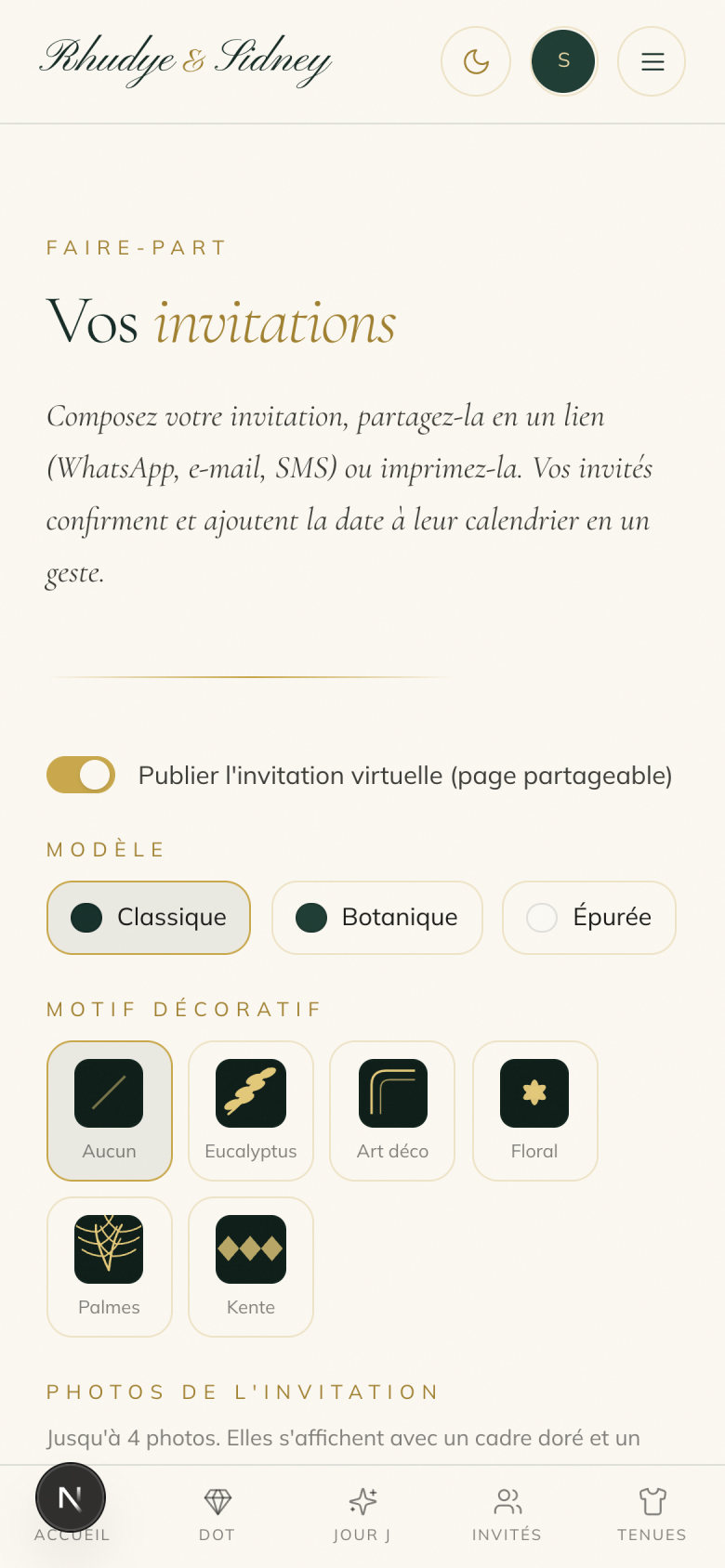 Composeur d'invitation sur mobile