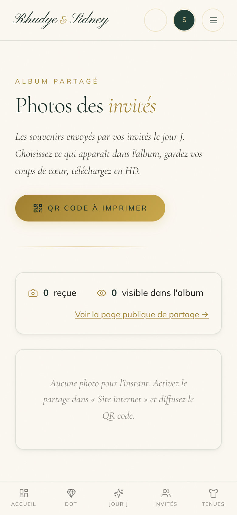 Album partagé des invités sur mobile
